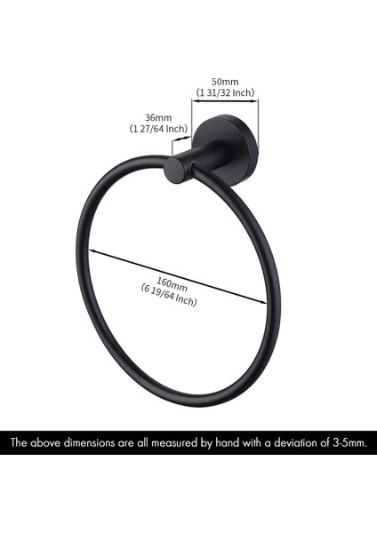 Banyo Havluluğu, El Havluluğu Yuvarlak Havlu Askısı(Siyah) (Yurt Dışından) modelleri