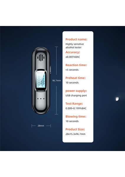 LED Ekranlı Dijital Ekranlı Taşınabilir Alkol Test Cihazı Breathalyzer (Yurt Dışından) modelleri