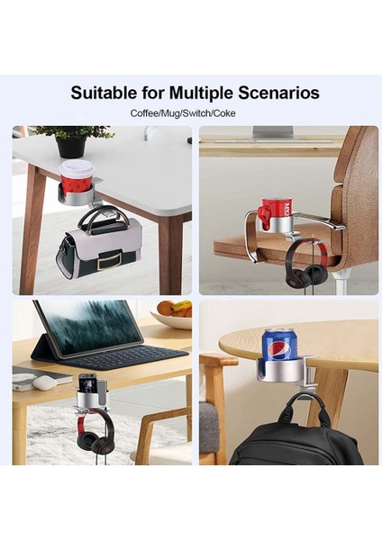 Masa Bardaklığı, 2'si 1 Arada Masa Bardaklığı, Kulaklık Askılı, Gümüş (Yurt Dışından) fırsatları