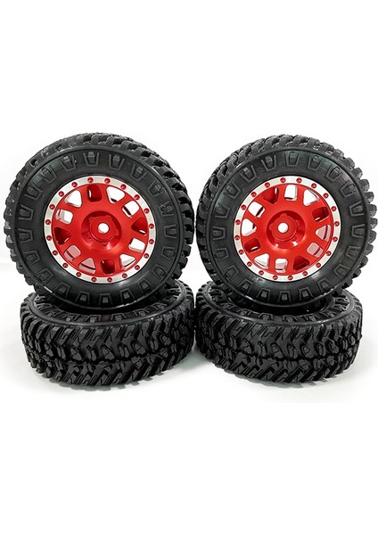 Adet 1.0 Lastikler ve Metal Beadlock Jant Seti 1/24 Rc Paletli Araba Eksenel SCX24 Fms FCX24 ENDURO24 Parçaları, Kırmızı C (Yurt Dışından)