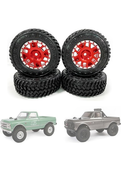 Adet 1.0 Lastikler ve Metal Beadlock Jant Seti 1/24 Rc Paletli Araba Eksenel SCX24 Fms FCX24 ENDURO24 Parçaları, Kırmızı C (Yurt Dışından)