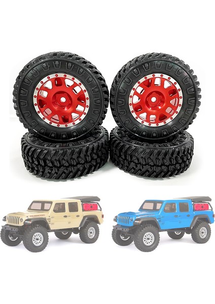 Adet 1.0 Lastikler ve Metal Beadlock Jant Seti 1/24 Rc Paletli Araba Eksenel SCX24 Fms FCX24 ENDURO24 Parçaları, Kırmızı C (Yurt Dışından)