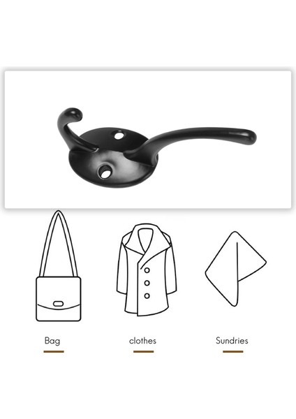 12'li Paket Siyah Askı Duvara Monte, Retro Çift Kancalı (Yurt Dışından) modelleri