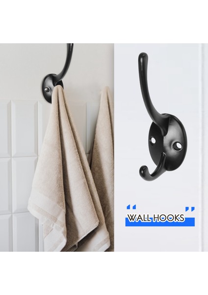 12'li Paket Siyah Askı Duvara Monte, Retro Çift Kancalı (Yurt Dışından) fırsatları