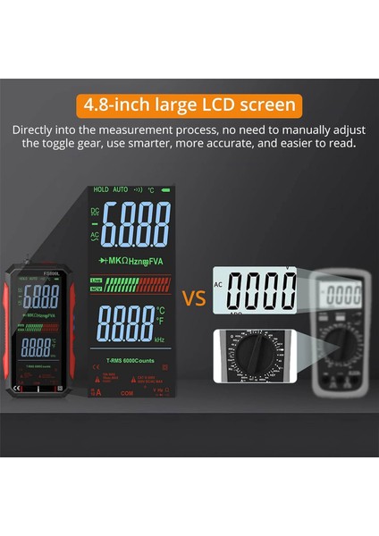 4,8 Inç LCD Ekranlı Çoklu Test Cihazı ile USB Multimetre Dijital Voltmetre (Yurt Dışından)