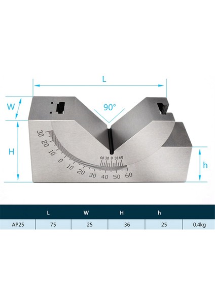 Ayarlanabilir Açı Ölçer Hassas Açı Yastık Bloğu AP25 V-Tipi (Yurt Dışından)