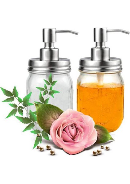 Pompalı 4'lü Paket Kavanoz Sabunluk Kapakları, Losyon Sabunu, Gümüş (Yurt Dışından)