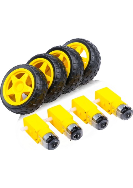 4 Adet Dc Elektrik Motoru + Plastik Tt Motor Lastik Tekerlek Çift Şaftlı Dişli Motor Tt Şanzıman Motoru Arduino Için Akıllı Araba (Yurt Dışından)