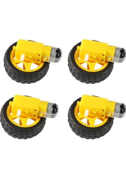 4 Adet Dc Elektrik Motoru + Plastik Tt Motor Lastik Tekerlek Çift Şaftlı Dişli Motor Tt Şanzıman Motoru Arduino Için Akıllı Araba (Yurt Dışından)