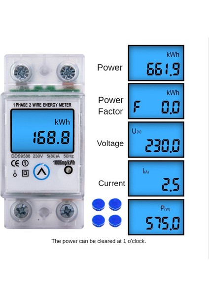 5(80)A 230V 50Hz Dijital Wattmetre Ac Güç Enerji Ölçer Din Ray Kwh (Yurt Dışından)