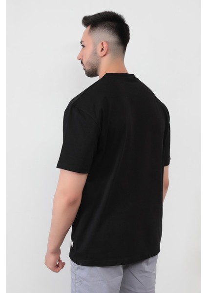 John Borners Siyah Erkek O Yaka %100 Pamuk Oversize T-Shirt