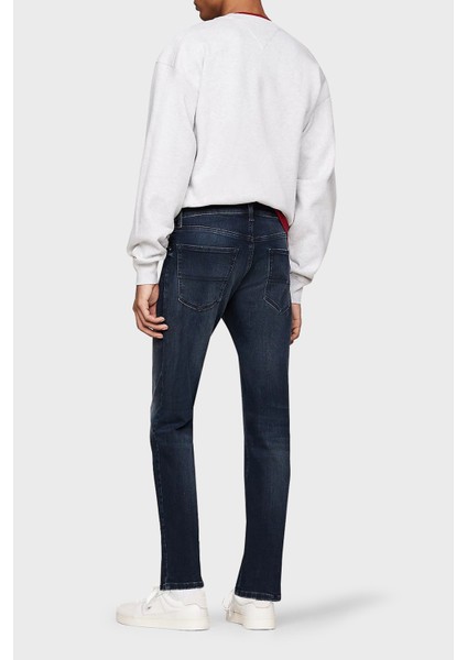 Logolu Streç Pamuklu Slim Fit Düz Paça Jeans Erkek Kot Pantolon DM0DM20386 1bk modelleri