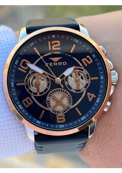 Iç Fonksiyonları Aktif Deri Kordon 3 Atm Suya Dayanıklı Erkek Kol Saati EFM11146.LX fırsatları