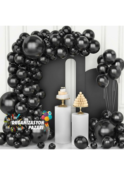 Balon Seti Pastel Siyah 60 Lı Balon Zinciri Seti