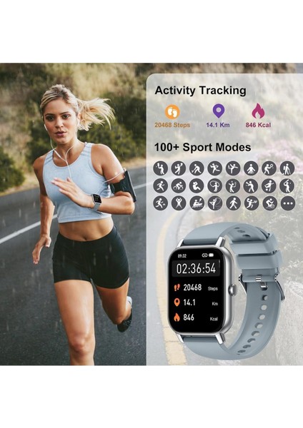 Kadınlar ve Erkekler Için Akıllı Saat, 1,85 Inç Dokunmatik Ekran, Bluetooth Aramalı, Su Geçirmez
