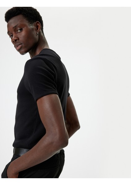 Basic Tişört Kısa Kollu Bisiklet Yaka Pamuklu