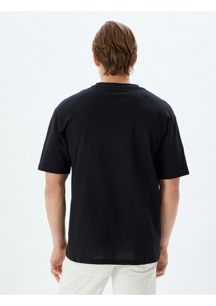 Oversize Tişört Slogan Baskılı Bisiklet Yaka Kısa Kollu Pamuklu fırsatları