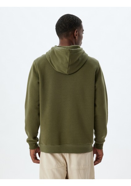 Kapşonlu Sweatshirt Basic Şardonlu Pamuk Karışımlı