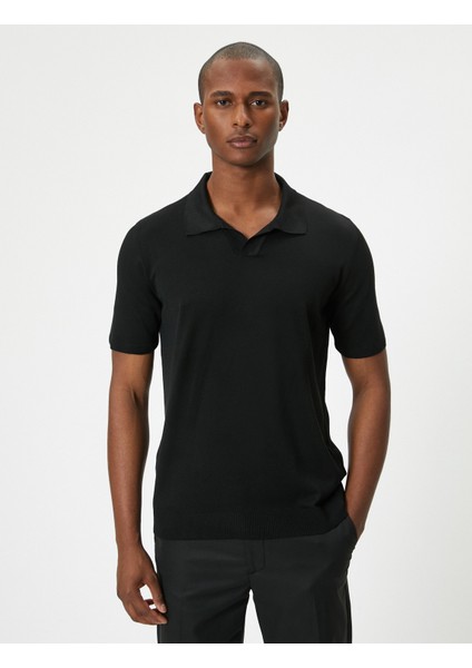 Polo Yaka Ince Triko Tişört Slim Fit Kısa Kollu Kırçıllı modelleri