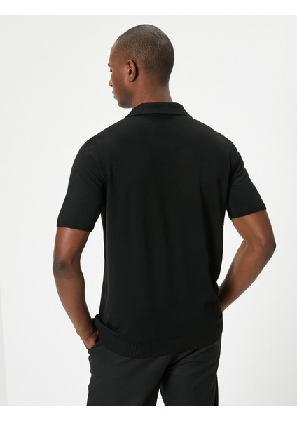 Polo Yaka Ince Triko Tişört Slim Fit Kısa Kollu Kırçıllı fırsatları