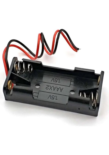 Aaa Pil Kutusu Yuvası Ince Küçük Tip 2 Adet 1.5V Pil Toplam 3V Plasitk Pil Tutucu 14CM Kablo