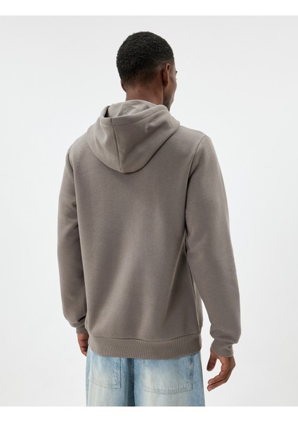 Kapşonlu Sweatshirt Basic Şardonlu Pamuk Karışımlı