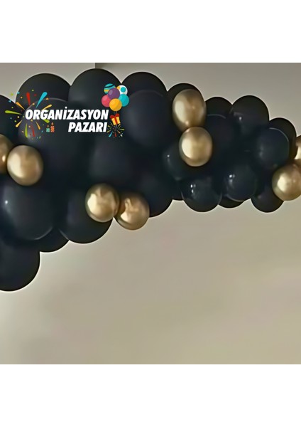 Balon Seti Pastel Siyah- Krom Gold 100 Lü Balon Zinciri Seti fırsatları