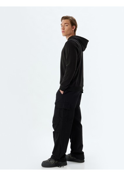 Kapşonlu Sweatshirt Basic Uzun Kollu Pamuklu