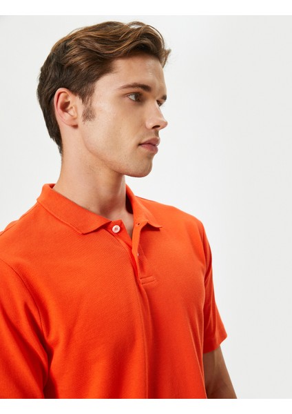 Slim Fit Tişört Polo Yaka Kısa Kollu Pamuklu