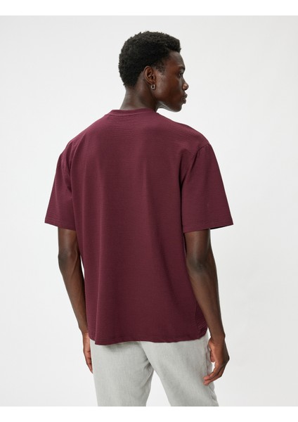 Oversize Tişört Kısa Kollu Bisiklet Yaka Dokulu Pamuklu fırsatları