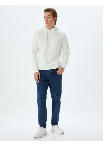 Kapşonlu Sweatshirt Basic Şardonlu Pamuk Karışımlı
