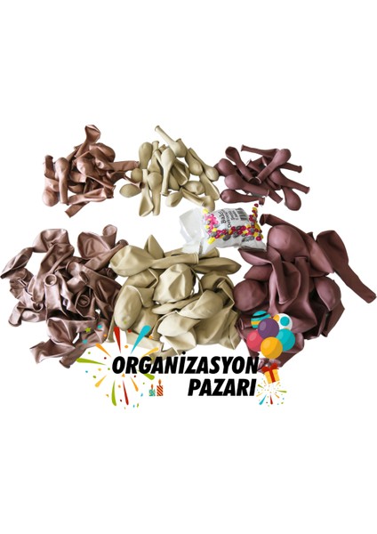 Balon Seti Rose Gold-Deniz Kumu-Rosewood 60 Lı Balon Zinciri Seti modelleri