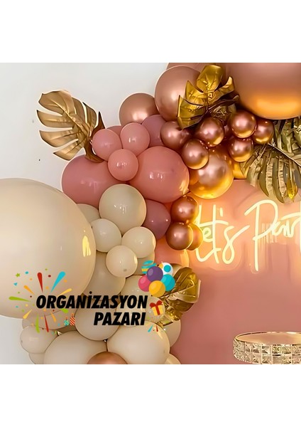 Balon Seti Rose Gold-Deniz Kumu-Rosewood 60 Lı Balon Zinciri Seti fırsatları