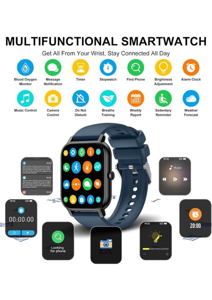 Kadınlar ve Erkekler Için Akıllı Saat, 1,85 Inç Dokunmatik Ekran, Bluetooth Aramalı, Su Geçirmez