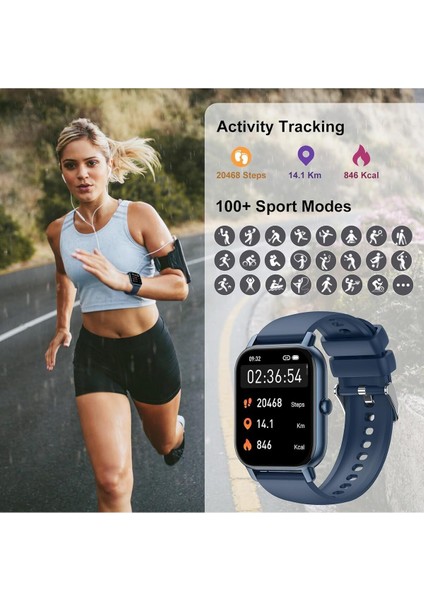 Kadınlar ve Erkekler Için Akıllı Saat, 1,85 Inç Dokunmatik Ekran, Bluetooth Aramalı, Su Geçirmez