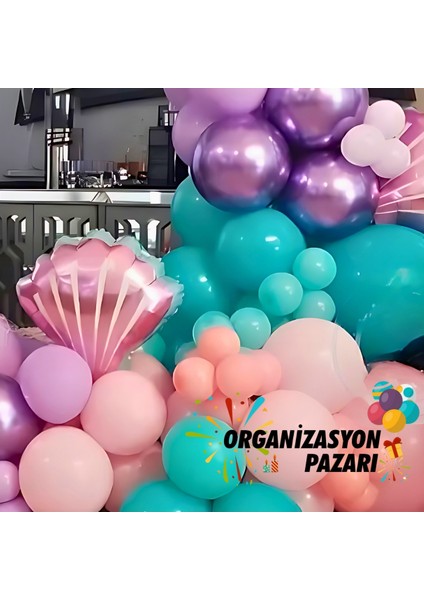 Balon Seti Pembe-Lila-Turkuaz-Krom Mor 60 Lı Balon Zinciri Seti fırsatları