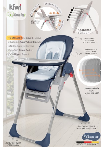 Koala All In One Katlanır Tekerlekli Mama Sandalyesi