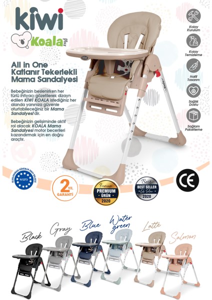 Koala All In One Katlanır Tekerlekli Mama Sandalyesi