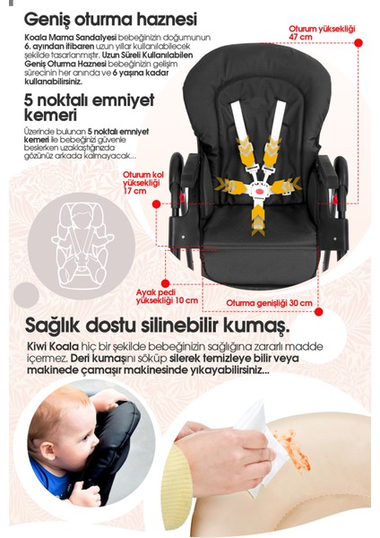 Koala All In One Katlanır Tekerlekli Mama Sandalyesi