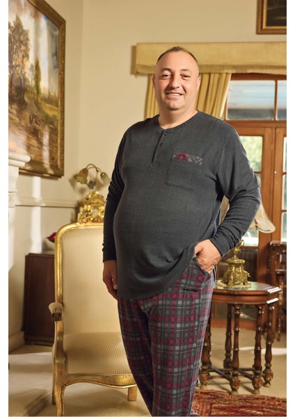 Erkek Emir Büyük Beden Kışlık Antrasit Pijama Takım 0786 fiyatları