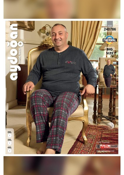 Erkek Emir Büyük Beden Kışlık Antrasit Pijama Takım 0786 modelleri
