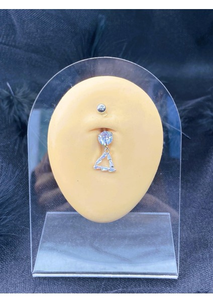 Cerrahi Çelik Gümüş Rengi Göbek Piercing Küpe