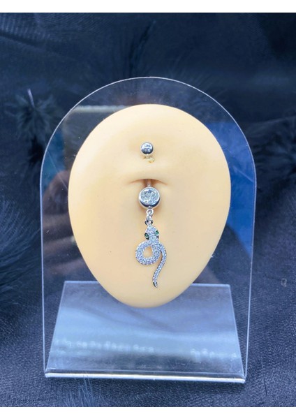 Cerrahi Çelik Gümüş Rengi Göbek Piercing Küpe