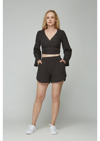 Müslin Pamuk Bağlamalı Crop