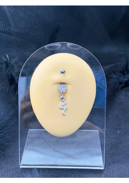 Cerrahi Çelik Gümüş Rengi Göbek Piercing Küpe