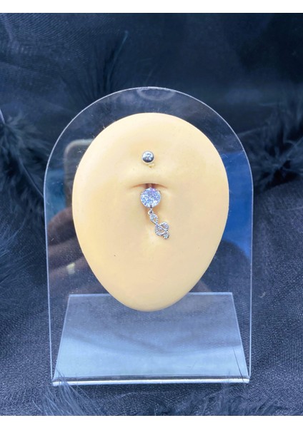 Cerrahi Çelik Gümüş Rengi Göbek Piercing Küpe