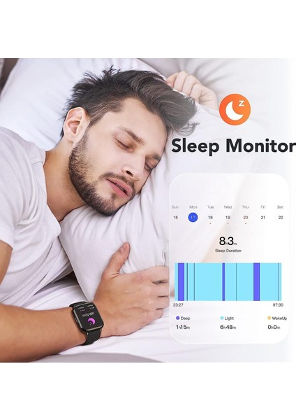 Akıllı Saat, 1,69 Inç, Kişiselleştirilmiş Ekranlı, Müzik Kontrolü, Nabız, Adım Sayacı