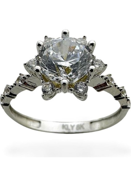 Üst Kalite Beyaz Altın Tektaş Lotus Yüzük fiyatları