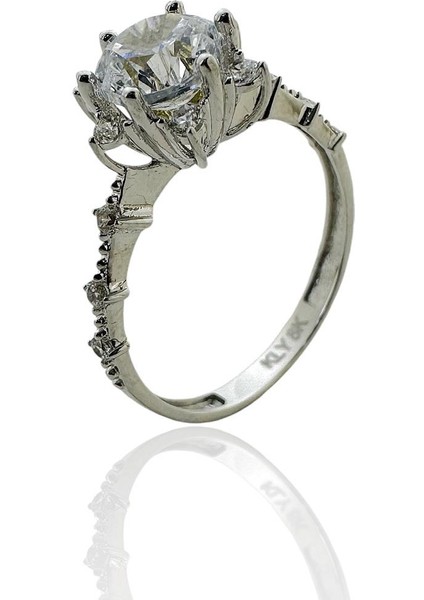 Üst Kalite Beyaz Altın Tektaş Lotus Yüzük indirimleri