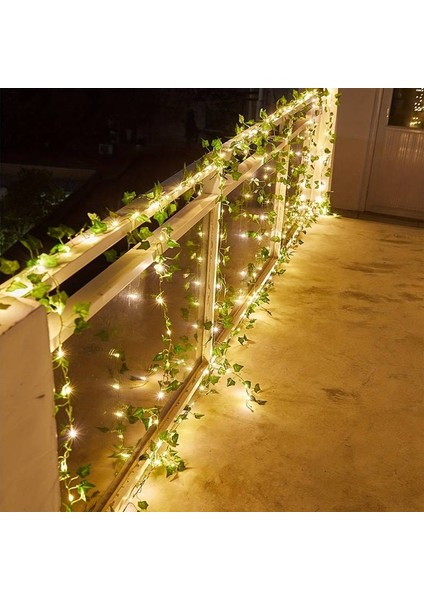 Solar Epipremnum Aureum String Lights Güneş Enerjili Sarmaşık LED Aydınlatma 5 Metre